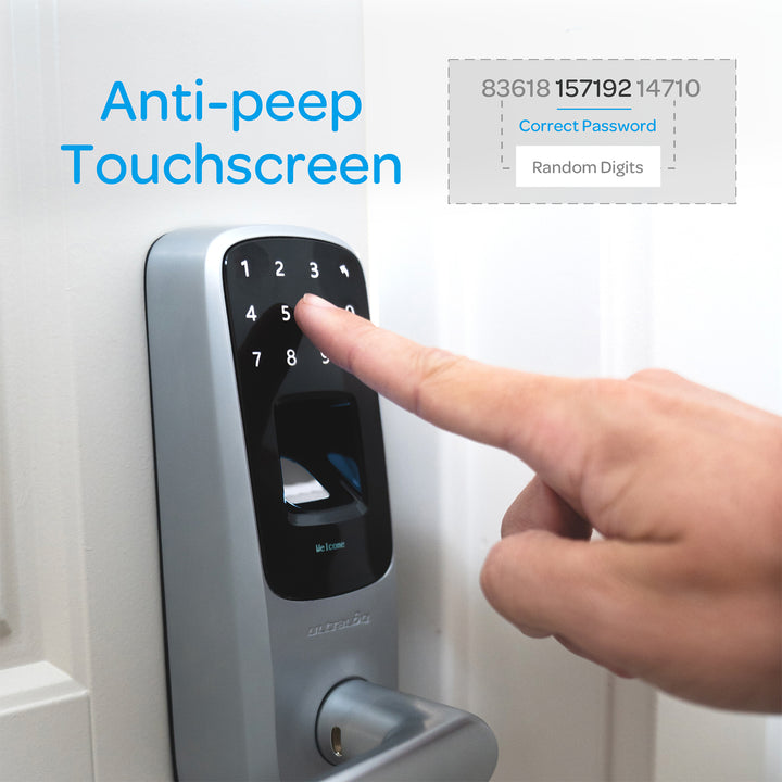 U-Tec Ultraloq UL3 BT 2nd Gen 5 in 1 Smart Home Door Lock Lever Handle, Silver - VMInnovations