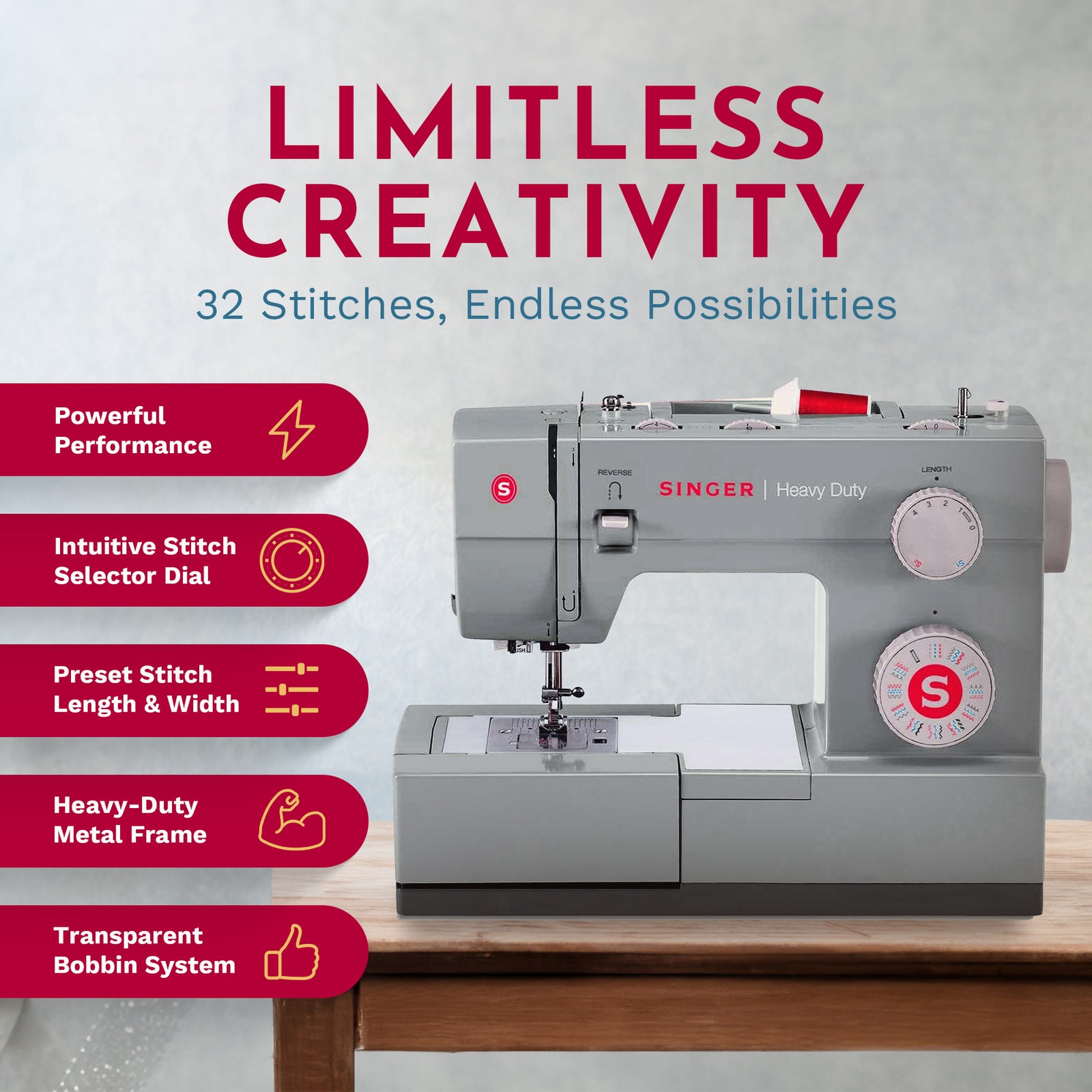 Heavy Duty Sewing Machine w/ 110 Applications and Accessories, Gray (Used) - VMInnovations
