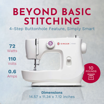 Singer Portable Steel Sewing Machine with LED Lighting and Accessories, White - VMInnovations