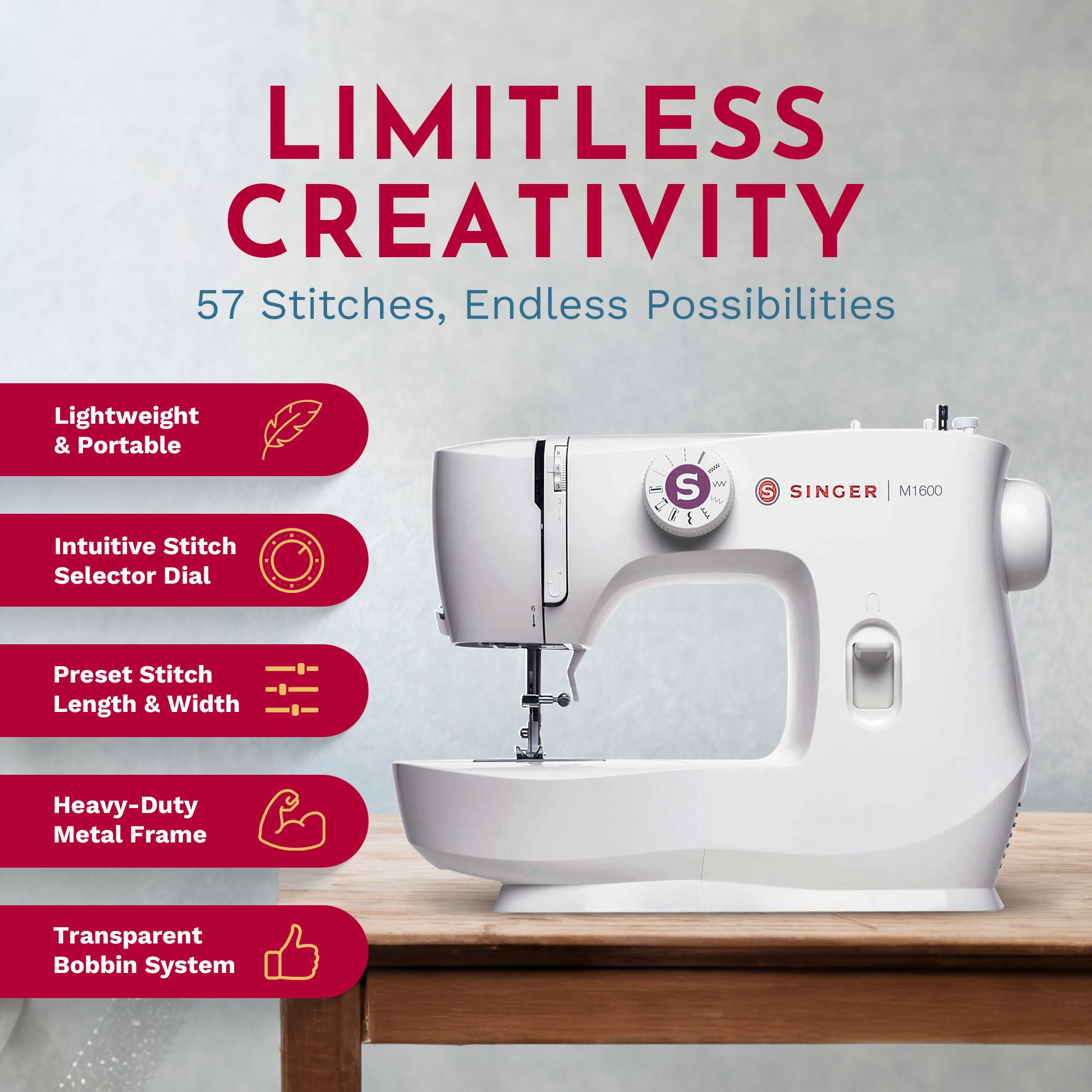 Singer Portable Steel Sewing Machine w/LED Lighting and Accessories, White(Used) - VMInnovations