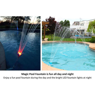 Magic Pool Fountain Sprayer w/ Multicolor LED Bulb + 2 Solid Blue LED Bulbs
