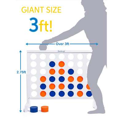 GetMovin' Sports Giant Plastic 4 In A Row Lawn Board Game Set,White (Open Box)