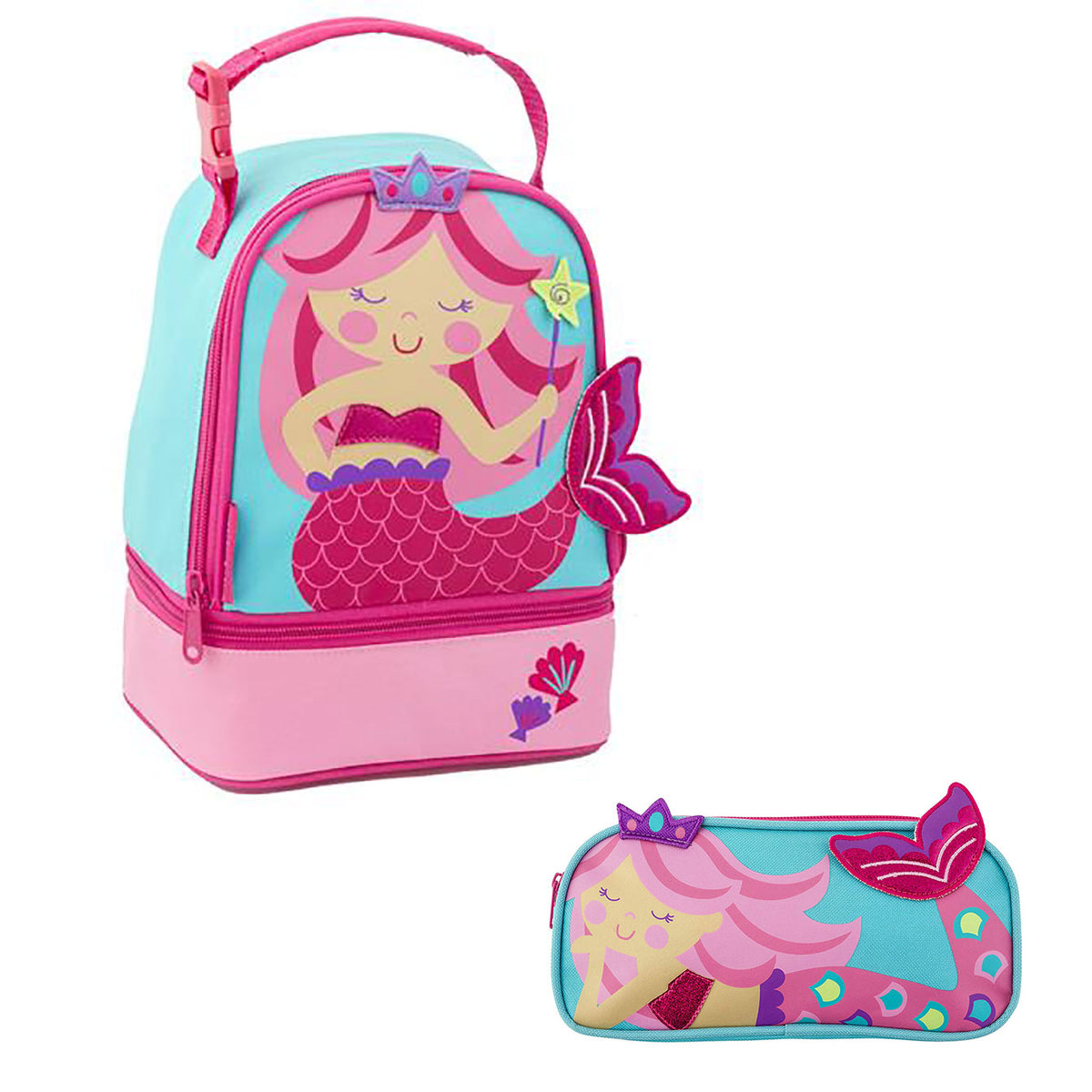 Stephen Joseph 3D Mermaid Fully Insulated Lunch Pals Lunch Box and Pencil Pouch