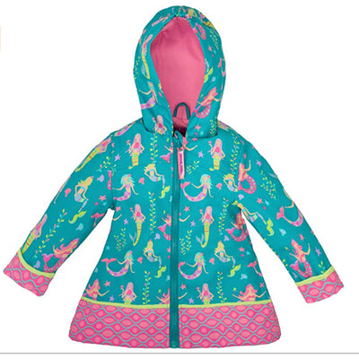 Stephen Joseph Kids Child Girls Blue Mermaid Hooded Rain Coat Jacket, Size 5/6