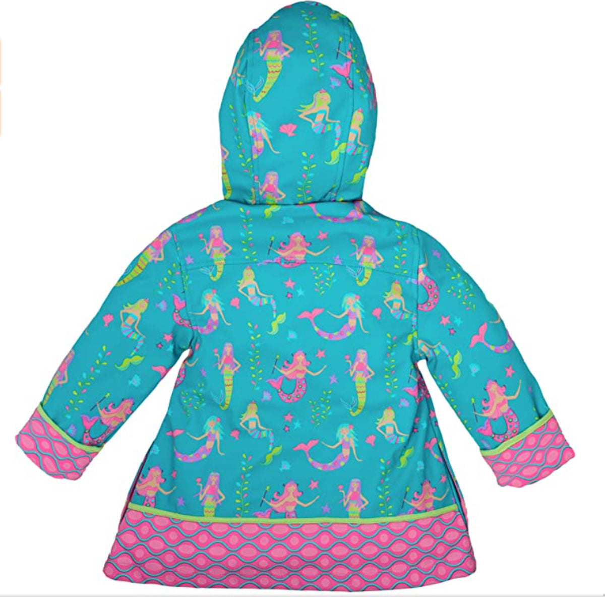 Stephen Joseph Kids Child Girls Blue Mermaid Hooded Rain Coat Jacket, Size 5/6