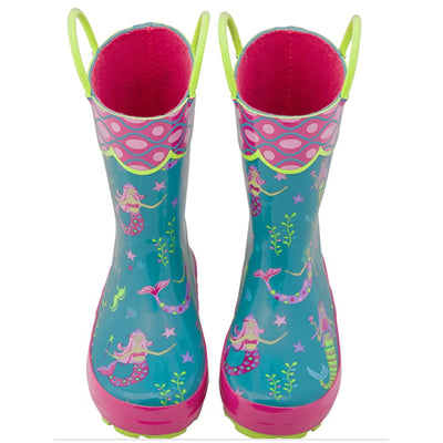 Stephen Joseph Kids Mermaid Hooded Rain Jacket, Size 5/6 and Rain Boots, Size 10