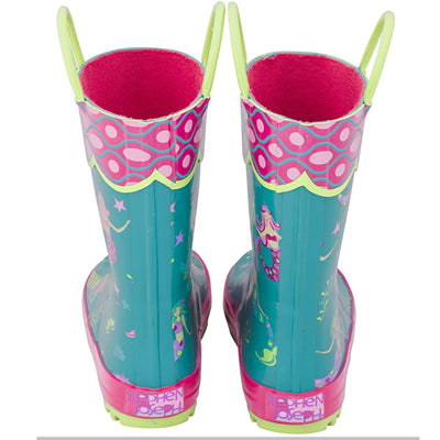 Stephen Joseph Kids Mermaid Hooded Rain Jacket, Size 5/6 and Rain Boots, Size 10