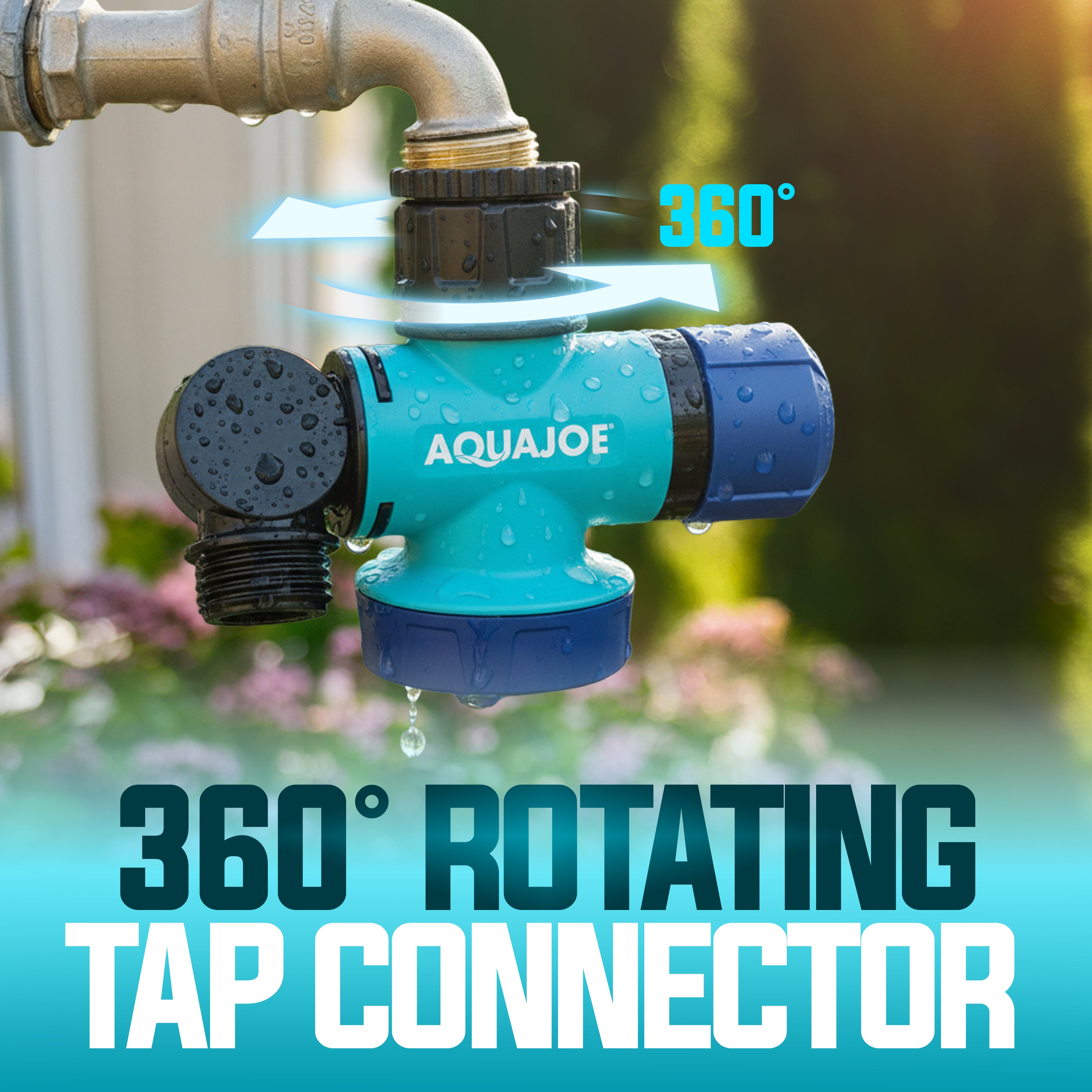 Aqua Joe 3 Pack Multi-Function Garden Hose Faucet Connector, 3/4" Spigot Adapter