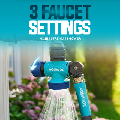 Aqua Joe 2 Pack Multi-Function Garden Hose Faucet Connector, 3/4" Spigot Adapter