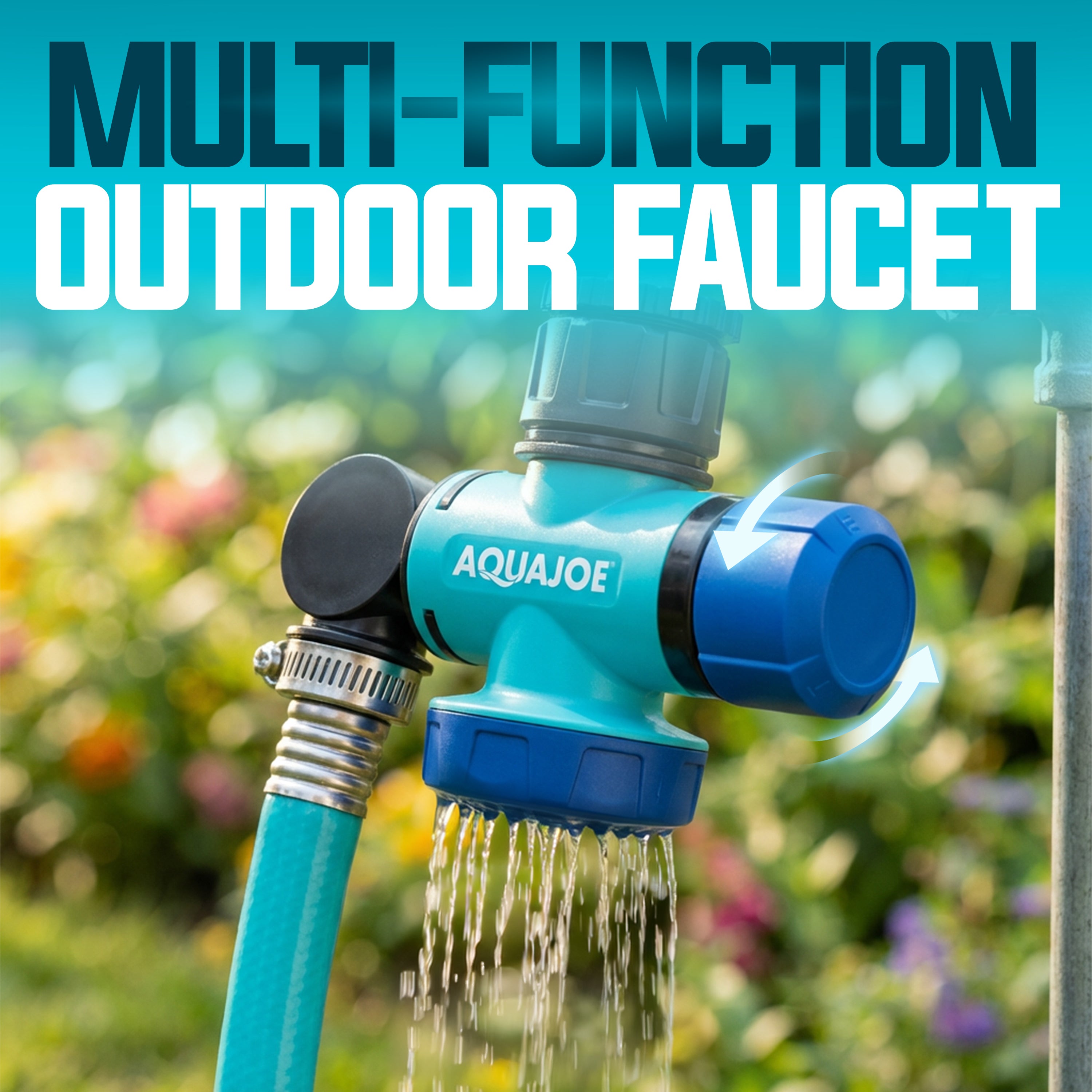 Aqua Joe 2 Pack Multi-Function Garden Hose Faucet Connector, 3/4" Spigot Adapter