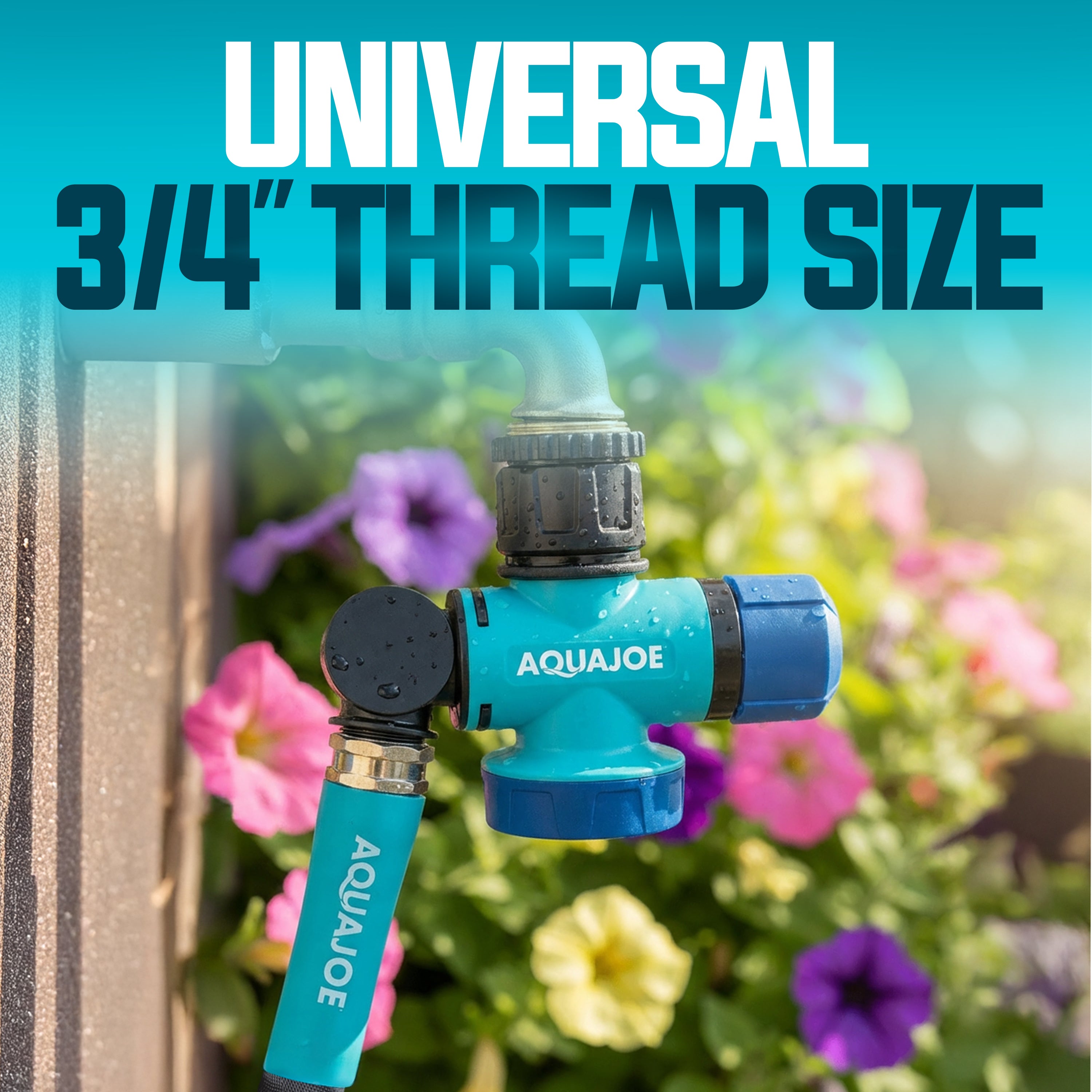Aqua Joe 2 Pack Multi-Function Garden Hose Faucet Connector, 3/4" Spigot Adapter