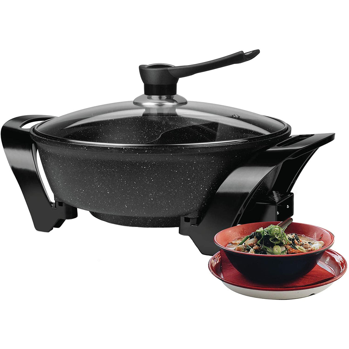 Brentwood Electric 6 Qt Nonstick Japanese Shabu Shabu Hot Pot, Black (Open Box)
