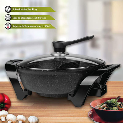 Brentwood Electric 6 Qt Nonstick Japanese Shabu Shabu Hot Pot, Black (Open Box)