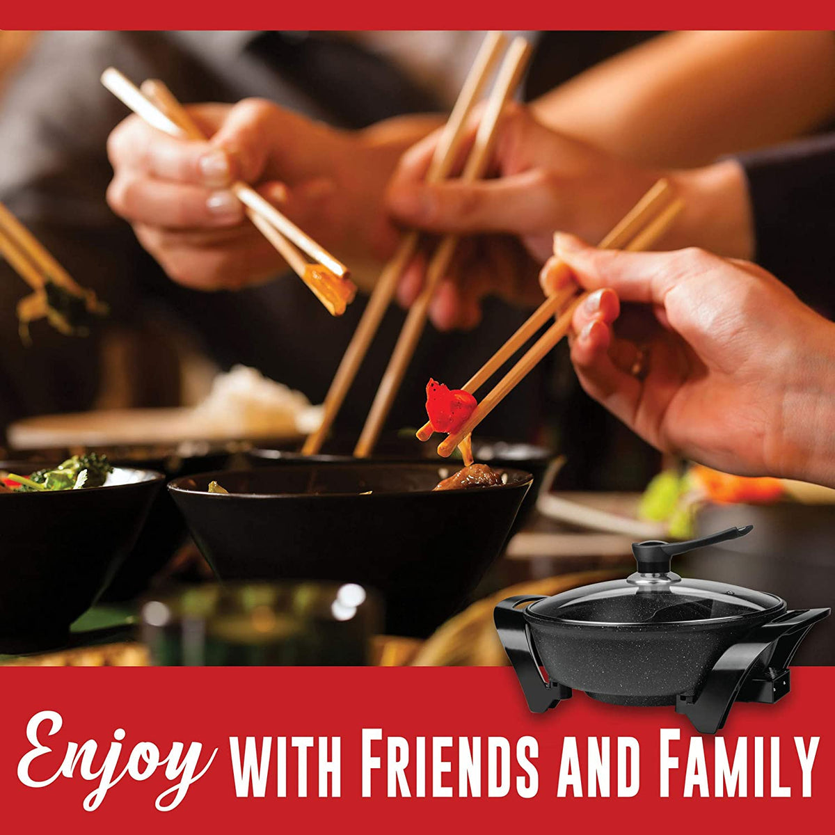 Brentwood Electric 6 Qt Nonstick Japanese Shabu Shabu Hot Pot, Black (Open Box)