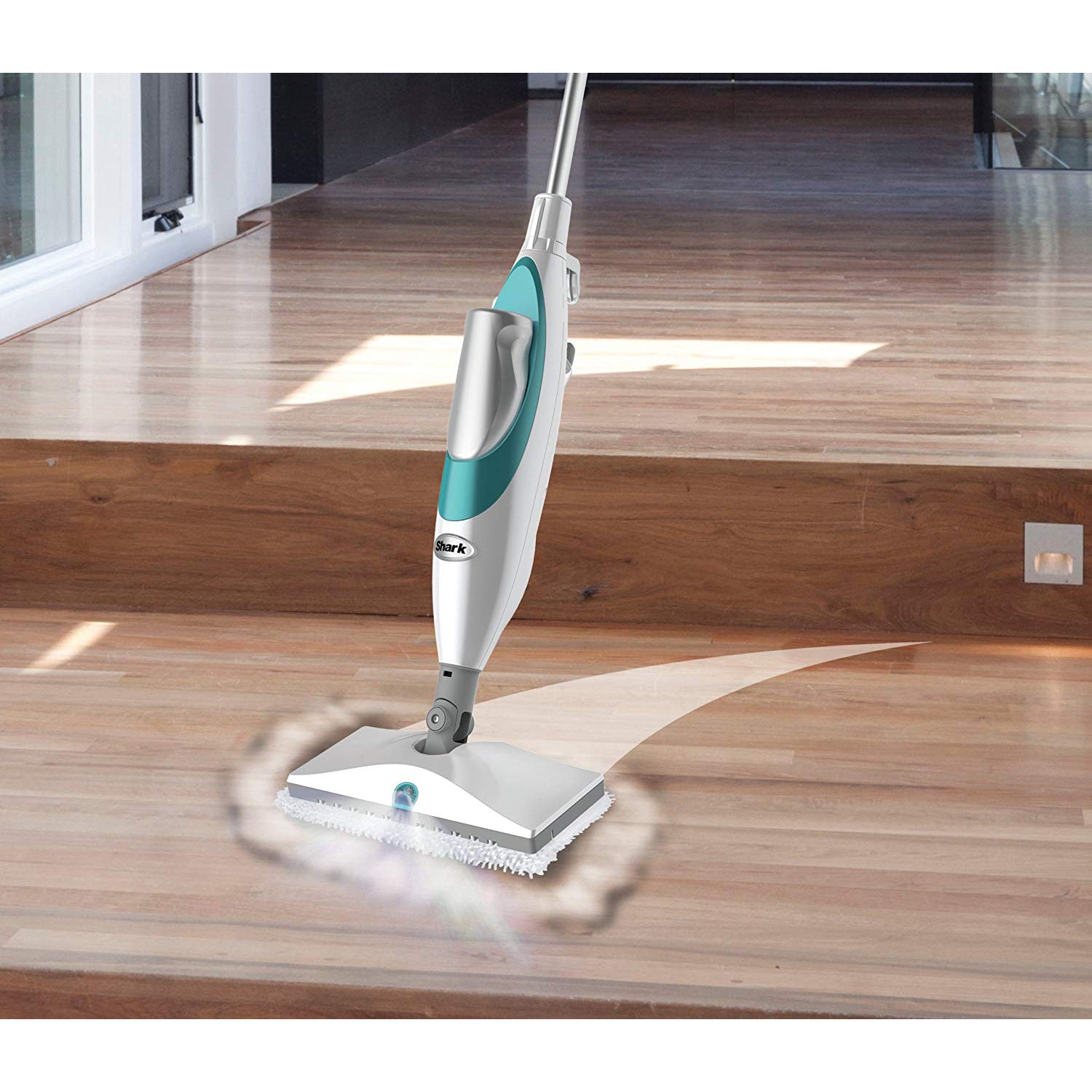 Shark SK410 Lightweight Steam and Spray Electric Floor Steamer Mop, White & Blue
