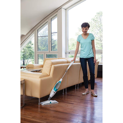 Shark SK410 Lightweight Steam and Spray Electric Floor Steamer Mop, White & Blue