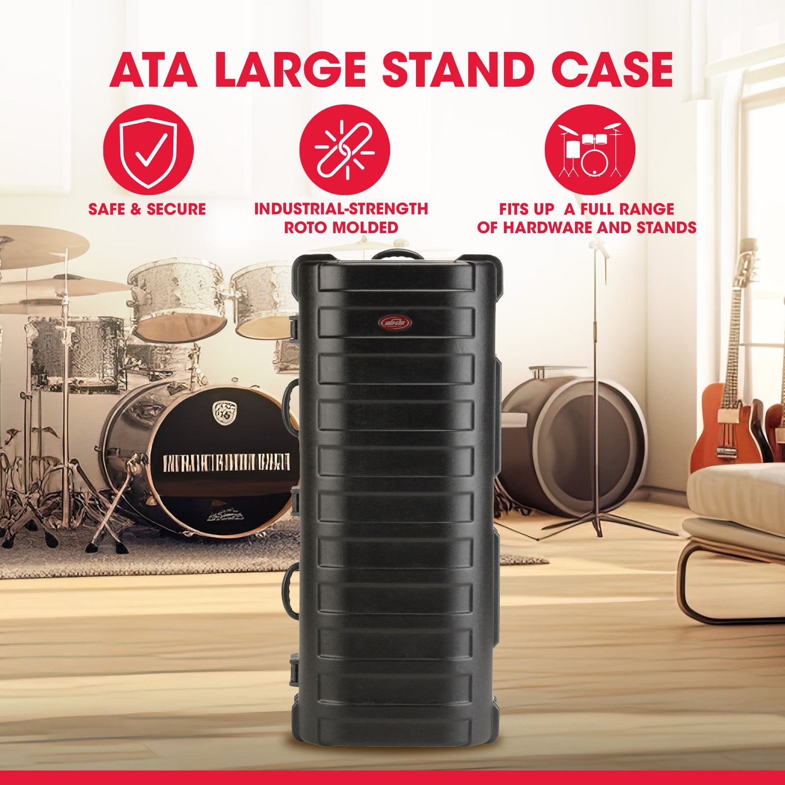SKB ATA Stand Case, Wheels, Latches, Equipment Transport, 50 x 20”(Open Box) - VMInnovations