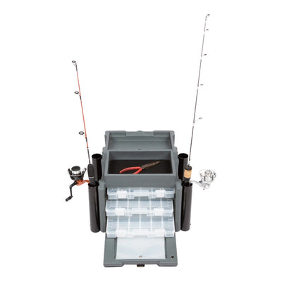 SKB Medium Tackle Box, 4 Drawers with Dividers and 2 Soft Exterior Pockets, Gray - VMInnovations
