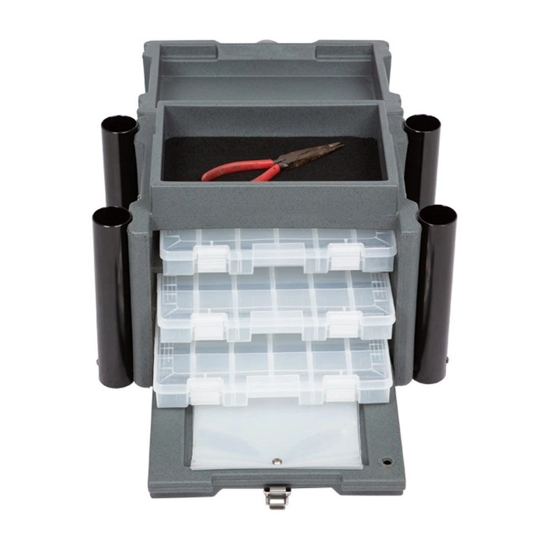 SKB Medium Tackle Box, 4 Drawers with Dividers and 2 Soft Exterior Pockets, Gray