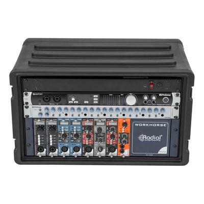 SKB 6U Shallow Roto Rack Case Gear Protector, Stackable, Waterproof, Black