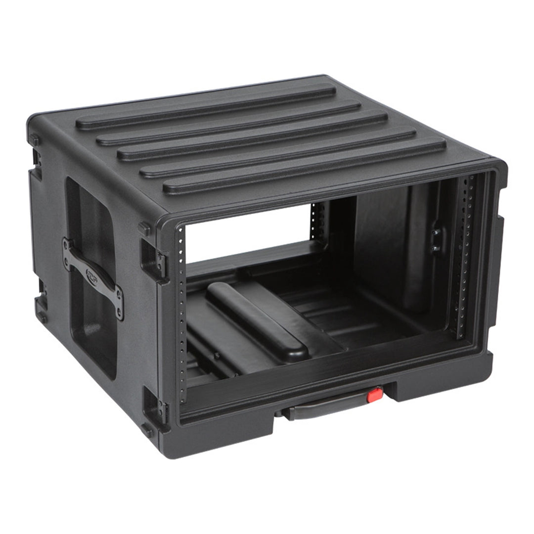 SKB 6U rSeries Rolling Rack with Integrated Back Wheels and 1-Touch Pull Handle