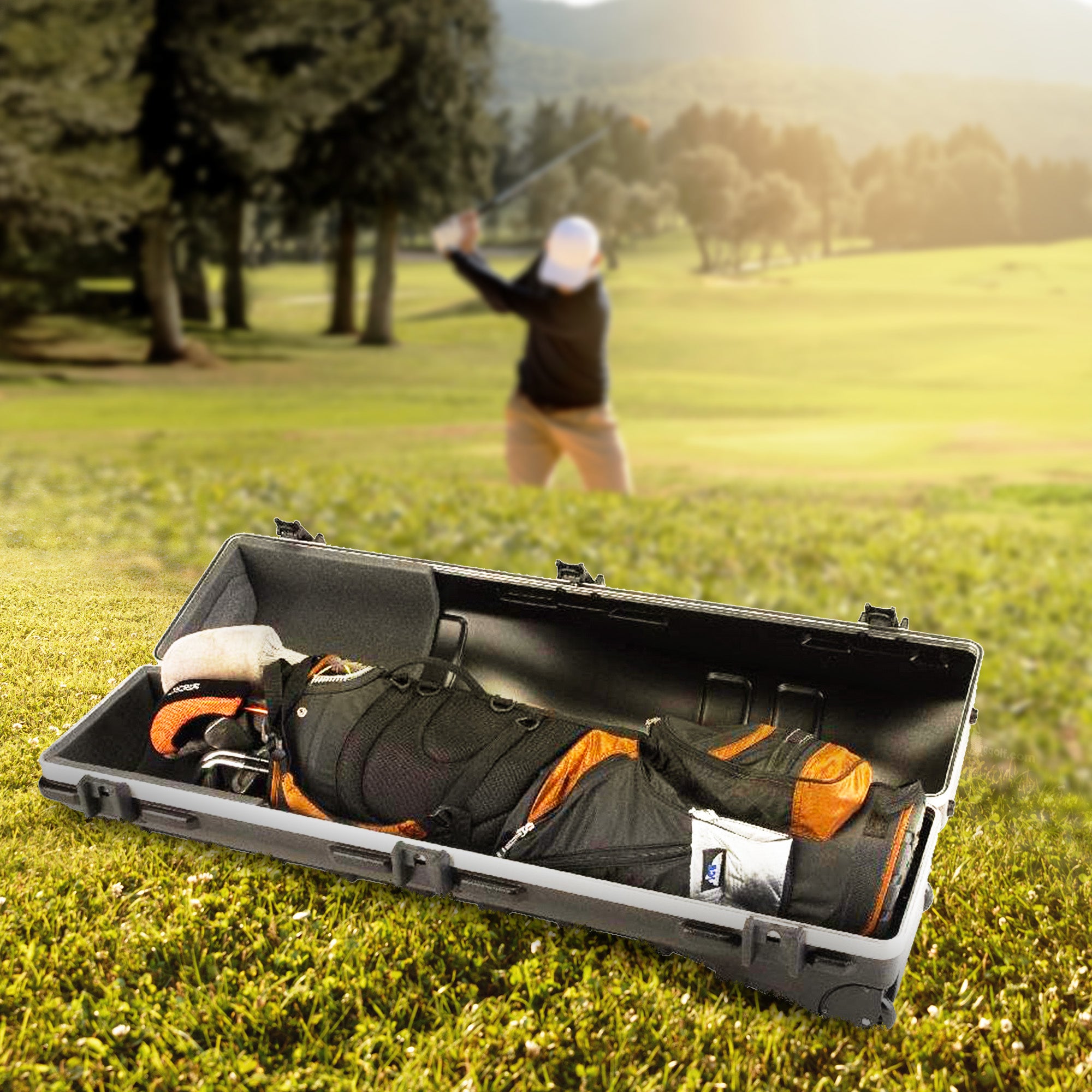 SKB Cases ATA Deluxe Standard MD Hard Plastic Wheeled Golf Bag Travel Case(Used) - VMInnovations