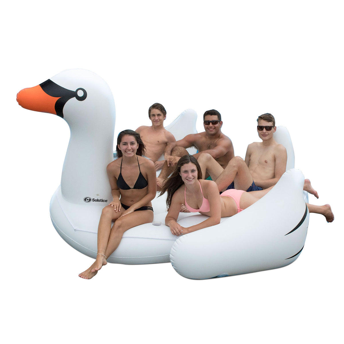 Swimline Giant Swan Inflatable Ride On Pool Float Raft Island, White (Open Box)