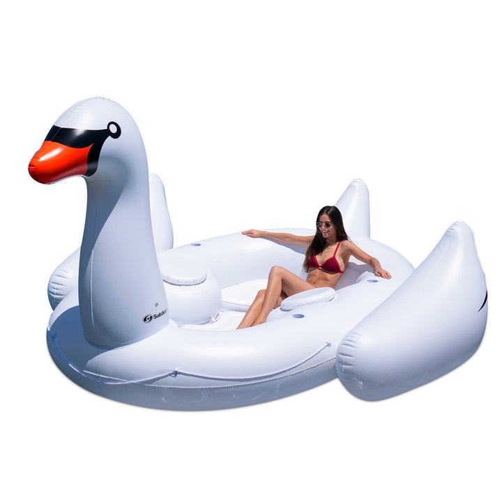 Swimline 19700 Super Swan Oasis Island 6-Person Inflatable Vinyl Pool Lake Raft