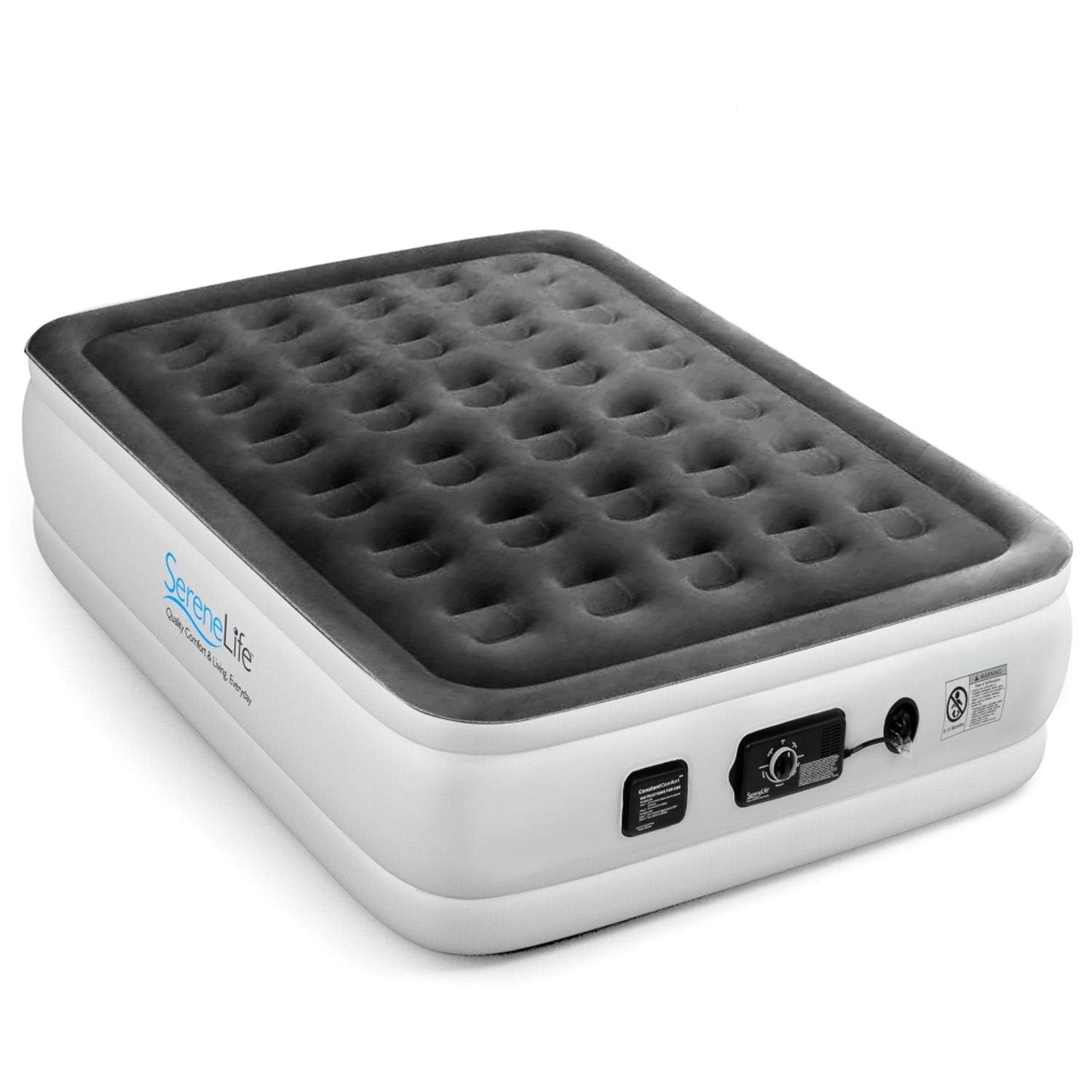 SereneLife Full Inflatable Airbed Flocked Mattress w/ Internal Pump (Open Box) - VMInnovations