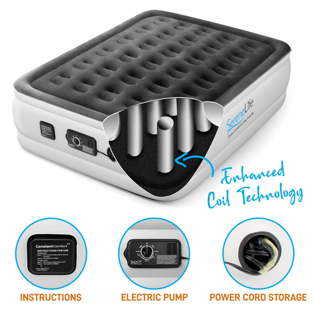 SereneLife Full Inflatable Airbed Flocked Mattress w/ Internal Pump (Open Box) - VMInnovations