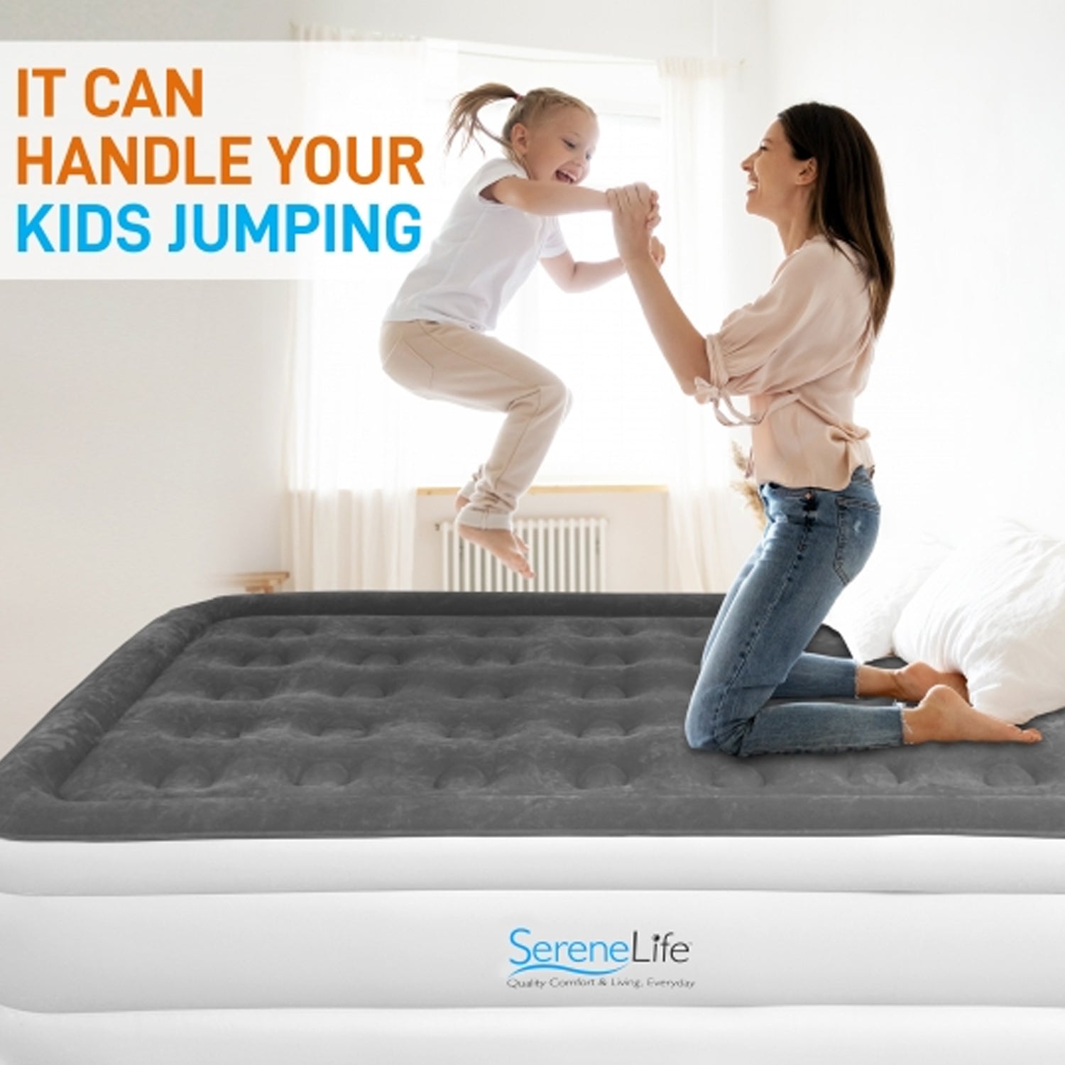 SereneLife Full Size Inflatable Airbed Flocked Mattress w/ Internal Pump(2 Pack) - VMInnovations