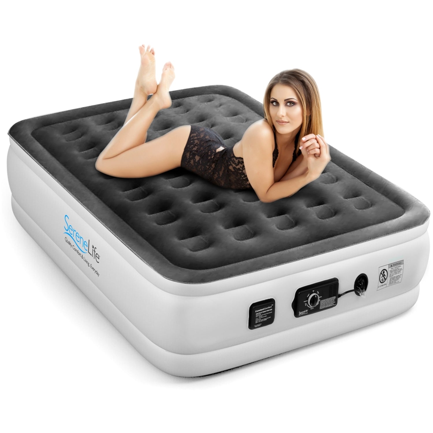 SereneLife Full Size Inflatable Premium Mattress w/ Internal Pump (Used)
