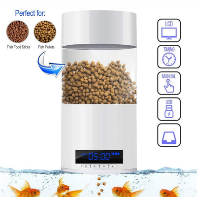 SereneLife Smart Digital Automatic Fish Food Dispenser for Fish Tanks (4 Pack)