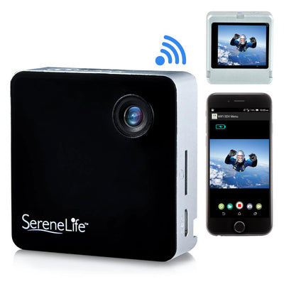 SereneLife 1080p WIFI Enabled App Controlled 2 In 1 Mini Pocket Camera (2 Pack)