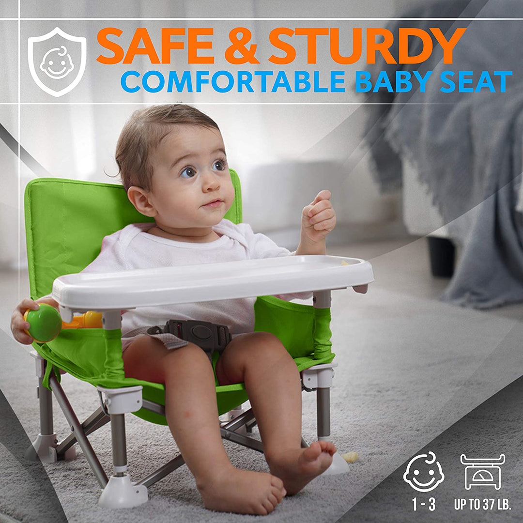 SereneLife Baby Toddler Folding Booster Seat Feeding High Chair Green (Open Box)