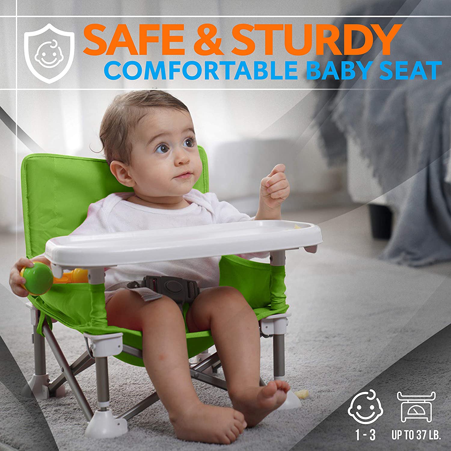 SereneLife Baby Toddler Folding Booster Seat Feeding High Chair Green (Open Box) - VMInnovations