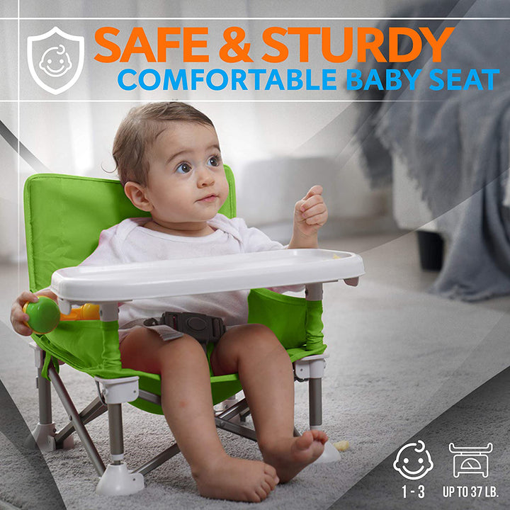 SereneLife Baby Toddler Folding Booster Seat Feeding High Chair Green (Open Box)