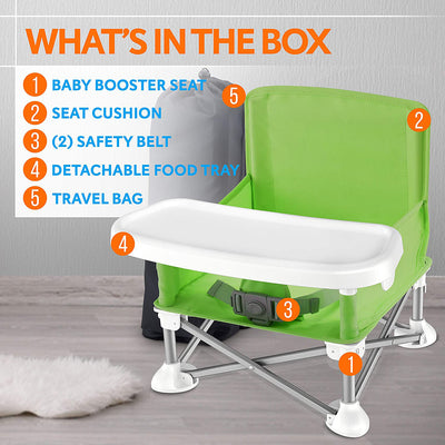SereneLife Baby Toddler Folding Booster Seat Feeding High Chair Green (Open Box) - VMInnovations