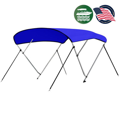 SereneLife 4 Bow 79-84 Inch Bimini Top Boat Cover with Double Walled Frame, Blue