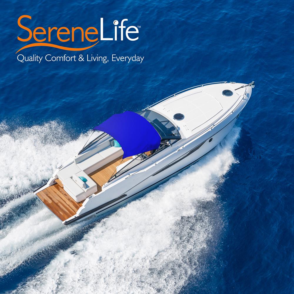 SereneLife 85 to 90 Inch Bimini Top Boat Cover with Double Walled Frame (2 Pack)