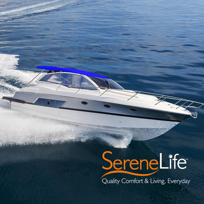 SereneLife 3 Bow Bimini Top Boat Cover with Double Walled Frame, Blue (Open Box)