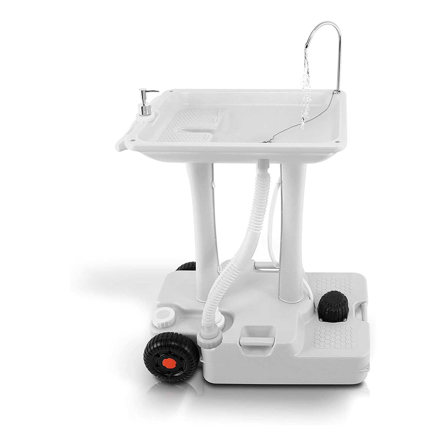 SereneLife Wheeled Mobile Foot Pump Hand Washing Stand Faucet Station (4 Pack)