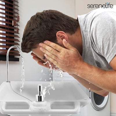 SereneLife Wheeled Mobile Foot Pump Hand Washing Stand Faucet Station (4 Pack)