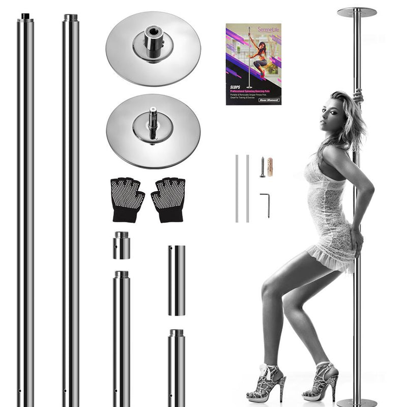 SereneLife Adjustable Height Spinning Static Fitness and Dancing Pole (4 Pack)