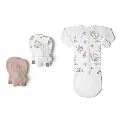 Goumikids 0-3M Baby Sleeper Gown Pajamas and No Scratch Infant Mittens (2 Pairs) - VMInnovations