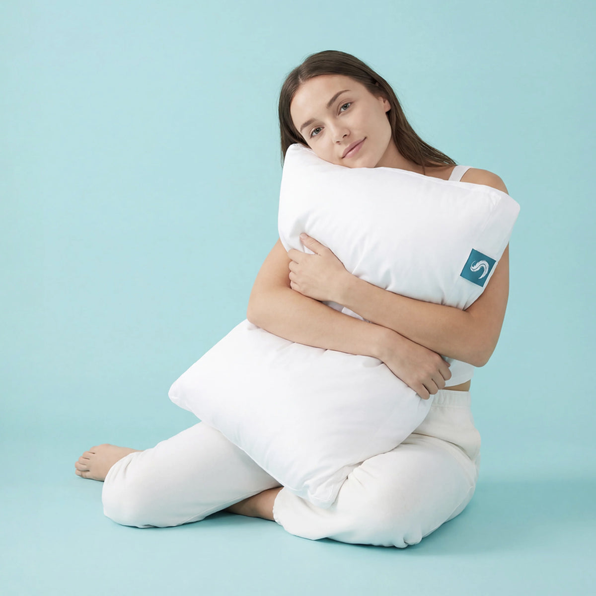Sleepgram Bed Support Sleeping Pillow with Microfiber Cover, Queen Size, White