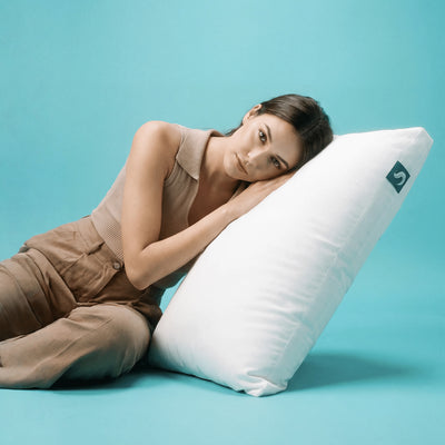 Sleepgram Bed Support Sleeping Pillow with Microfiber Cover, Queen Size, White