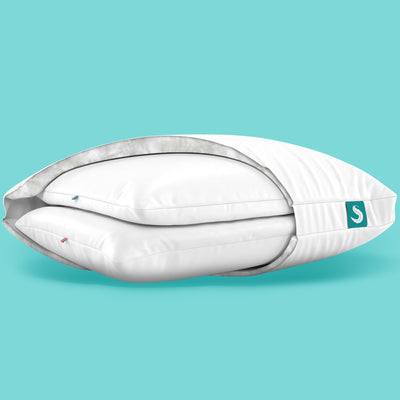 Sleepgram Bed Support Sleeping Pillow with Microfiber Cover, Queen Size, White