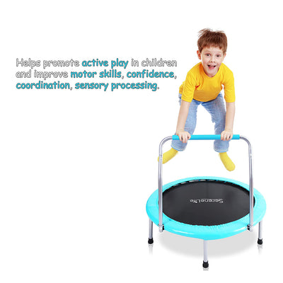 SereneLife 36 Inch Kids Outdoor Fitness Trampoline & Padded Frame Cover (2 Pack)
