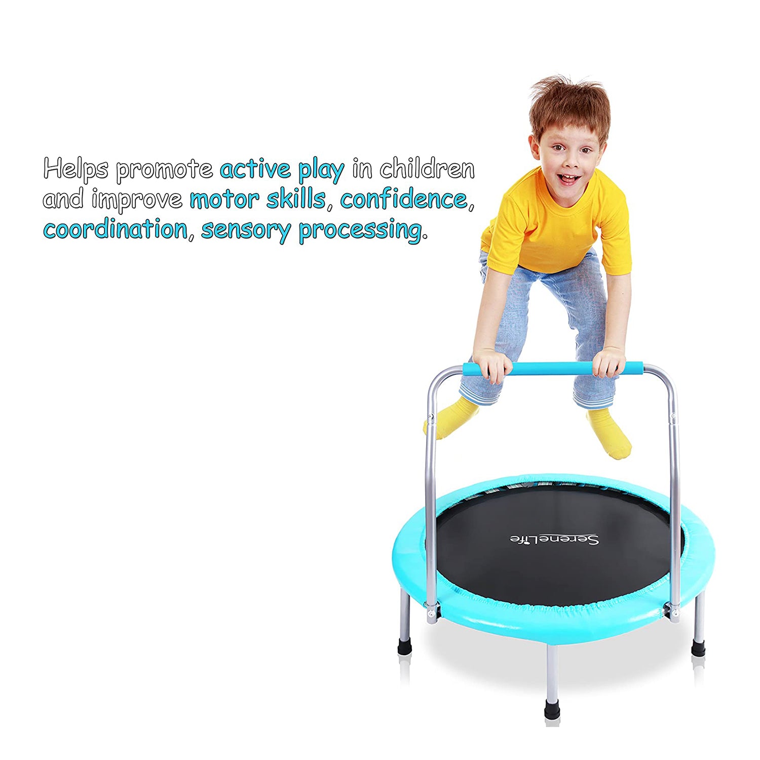 SereneLife 36 Inch Kids Fitness Trampoline w/ Padded Frame Cover (For Parts)